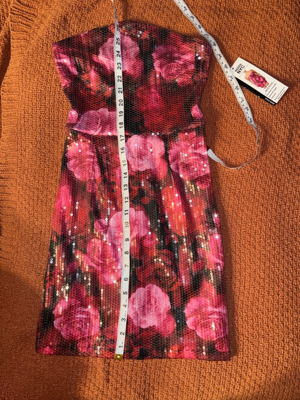 Strapless Pink Floral Sequin Mini Dress 💗🩷💗